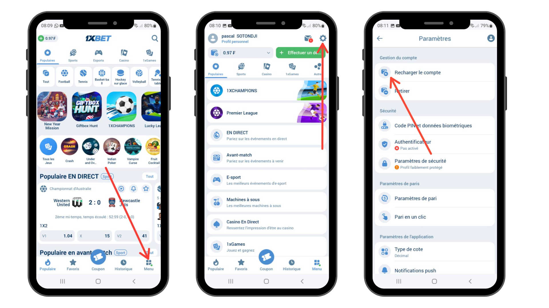 méthode pour recharger son compte1xbet avec orange money