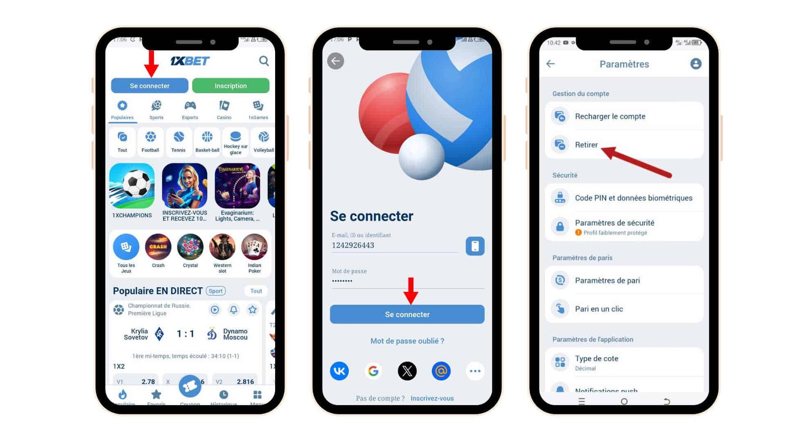 Supprimer un compte 1xbet étape 1 - retirer les fonds