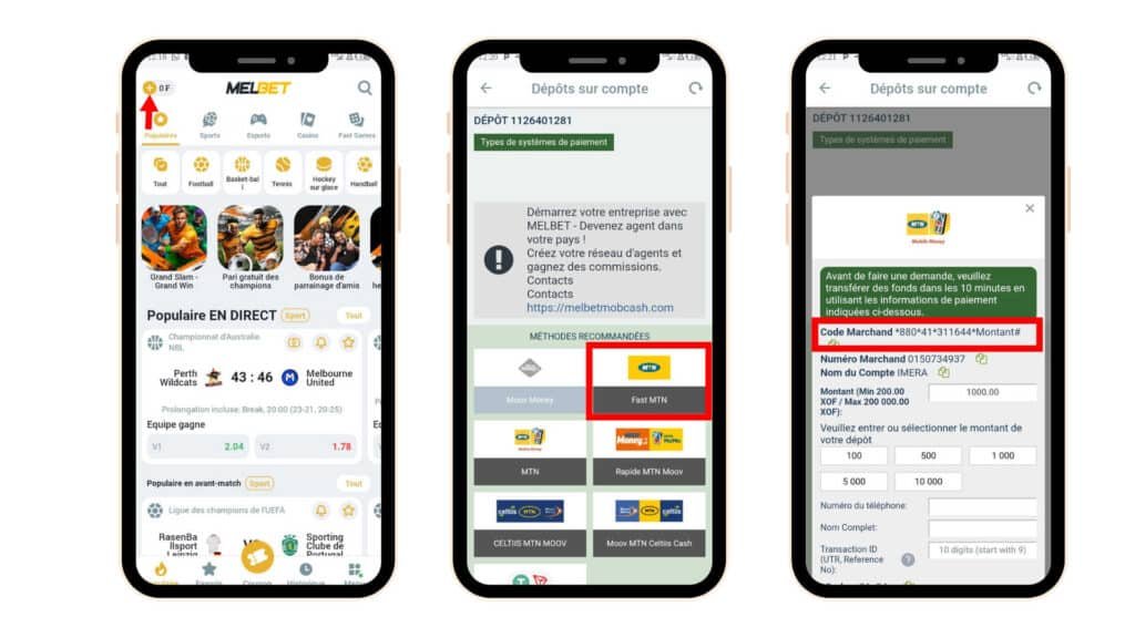déposer de l'argent sur melbet