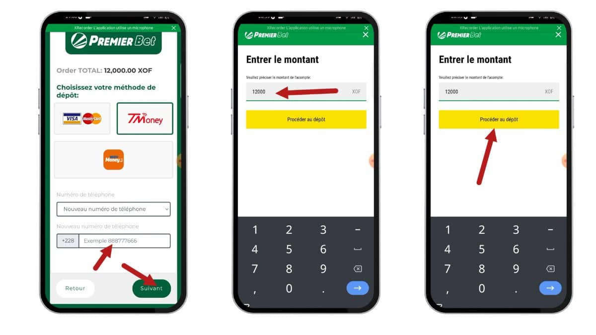Dépôt Premier Bet pari sportif
